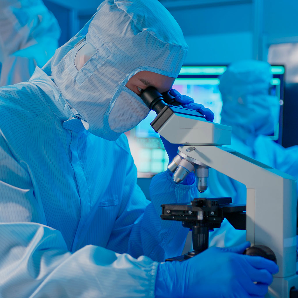 Technician in sterile coverall